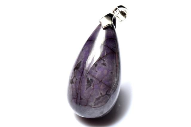 【1点物】AAAAA☆高発色パープル シルバー925 スギライト(杉石) 29x14mm ドロップ ペンダントトップ _PD3668