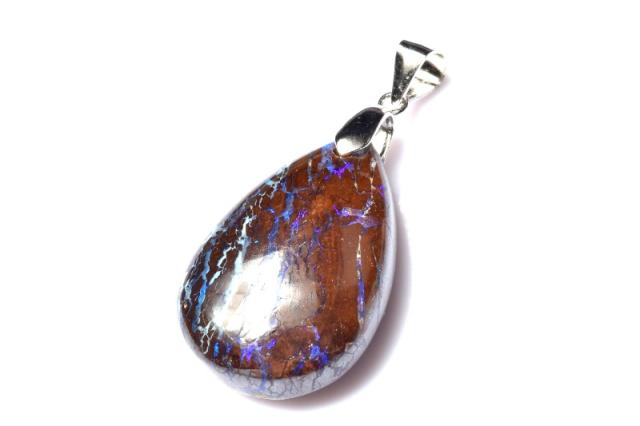 1点物】AAAA☆遊色覗く シルバー925 ボルダーオパール 24x16mm
