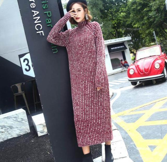 リブニットワンピース ニットワンピ タートルネック 長袖 ストレッチ ロング丈 オフィス シンプル 韓国 プチプラ 送料無料の通販はau Pay マーケット a Style