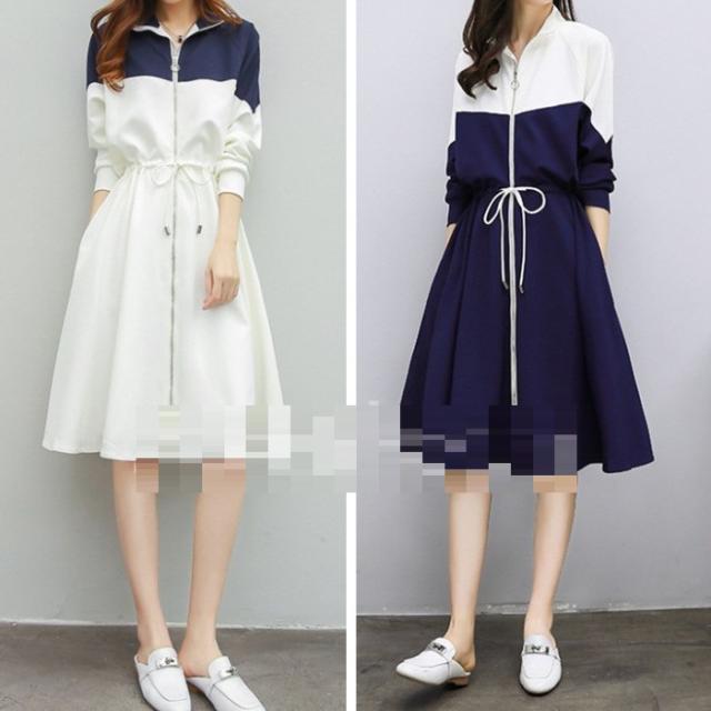 ワンピース レディース 2色 ワンピ ミディアム Aライン フレア ファスナー付き 長袖 スウェット風 韓国 プチプラ 送料無料の通販はau Pay マーケット a Style