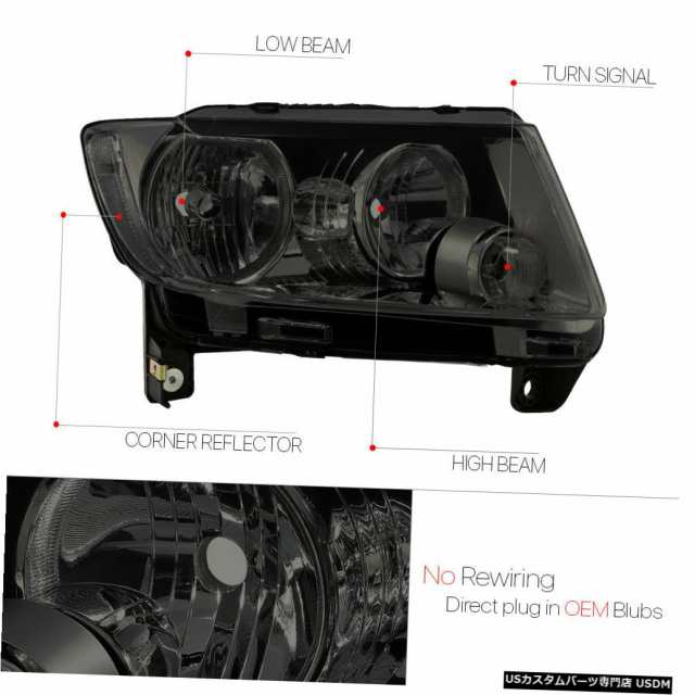 11-13ジープグランドチェロキーWK2用クロム/煙ヘッドライトクリアシグナルリフレクター ｜au PAY マーケット