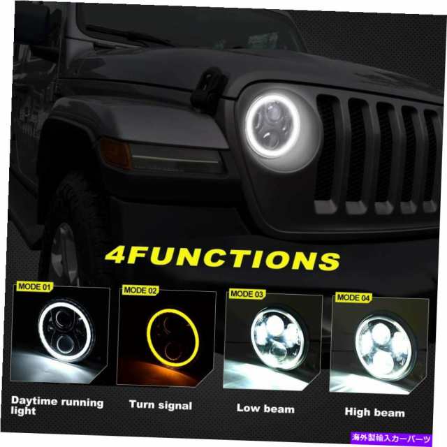 USヘッドライト トヨタFJ CRUISER 7「インチラウンドLEDヘッドライトAmber Halo Ring Lights DRL For  Toyota FJ Cruiser 7