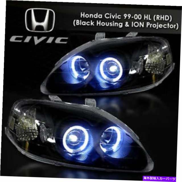 素敵な USヘッドライト Honda 96-98 Civic Black Dual Halo LED