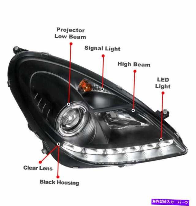 ACANII - For [HID Model] 2005-2011 Mercedes Benz R171 SLK Class LED DRL  Chrome Housing Projector Headlights Headlamps