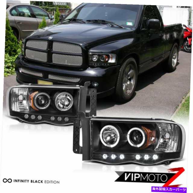 USヘッドライト 02-05ドッジRAM 1500 / 03-05 RAM 2500 3500 Black Halo LEDプロジェクターヘッドライト  For 02-05 Dodge Ram 15｜au PAY マーケット