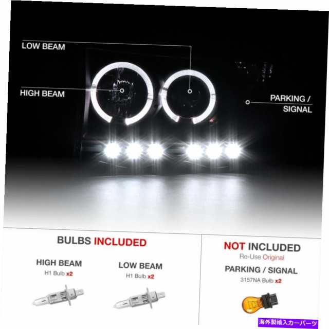 USヘッドライト 02-05ドッジRAM 1500 / 03-05 RAM 2500 3500 Black Halo LEDプロジェクターヘッドライト  For 02-05 Dodge Ram 15｜au PAY マーケット