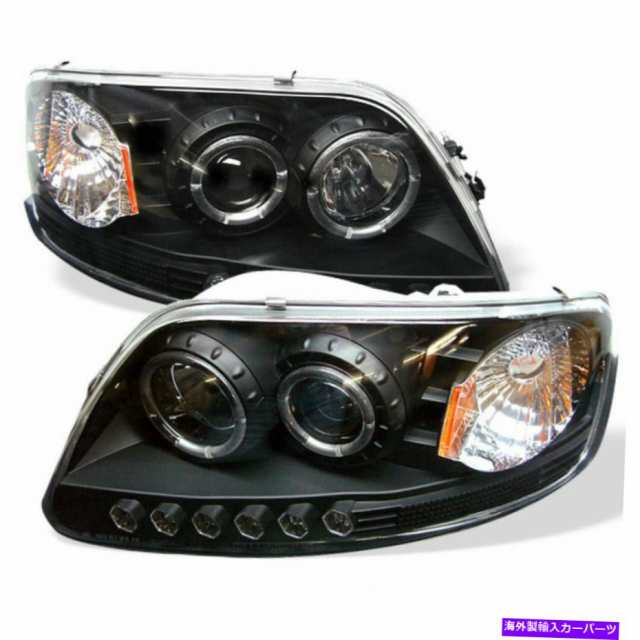 USヘッドライト Ford Expedition 1997-2002プロジェクターLED Halo琥珀リフレクターLEDのためのスパイダー Spyder For Ford Expedition 1