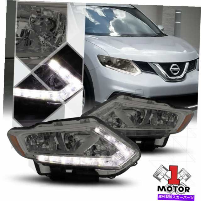 USヘッドライト 煙の色合いのヘッドライトLEDストリップDRLの琥珀色の信号は14-16日産不正のためのシグナル Smoke Tinted  Headlight LED 春のコレクション