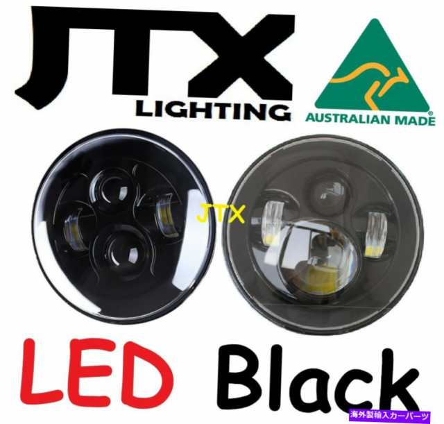 USヘッドライト JTX 7 "Halo MGA MGB MGB MIDGET GTなしのプレーンブラック JTX 7" LED Headlights Plain Black without Halo MG MGA MGBの通販は