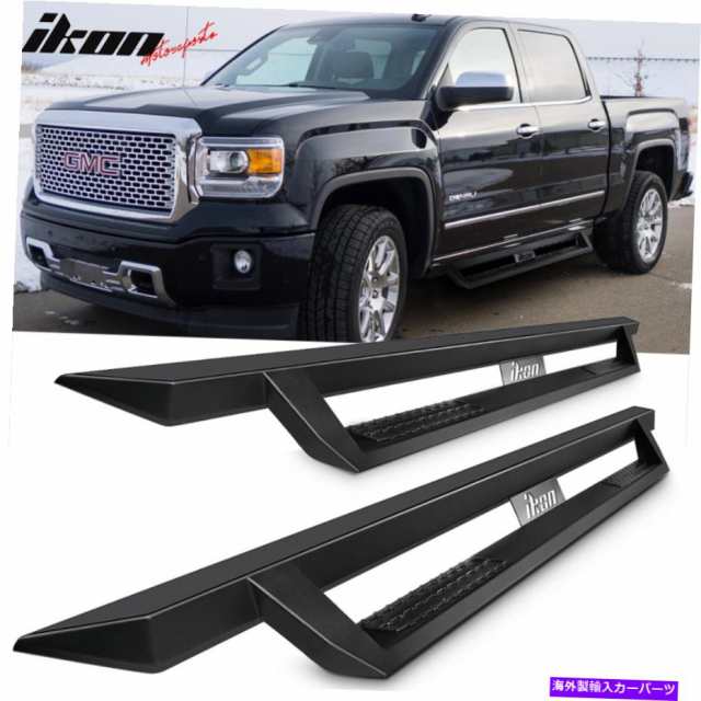 サイドステップ フィット07-19 Chevy Silverado GMC Sierra Crew Cab Ikon V1スタイルランニングボードブラック Fits 07-19 Chevの通販は