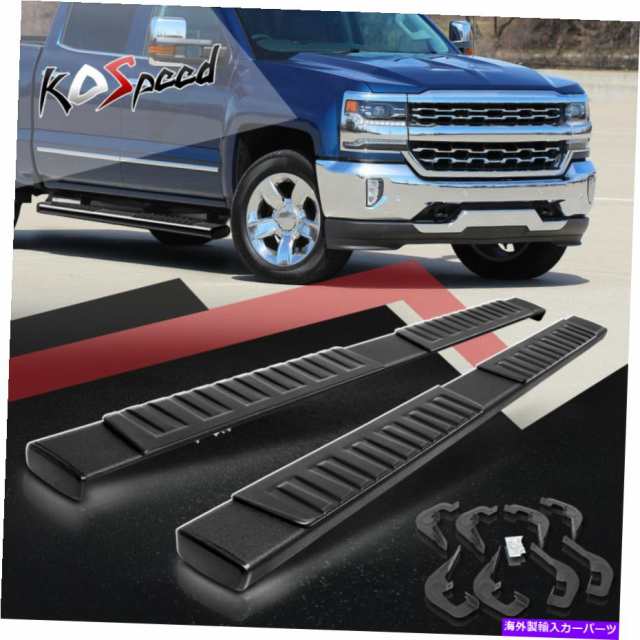 サイドステップ 07-19 Silverado Sierra Crew Cabのための6 "黒の平らな走行台側ステップバー 6" Black Flat Running Board Sideの通販は