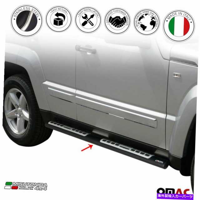 サイドステップ ランニングボードサイドステップNERFバーブラックS.Steel for Jeep Liberty 2008-2012 Running Boards Side Stepの通販は