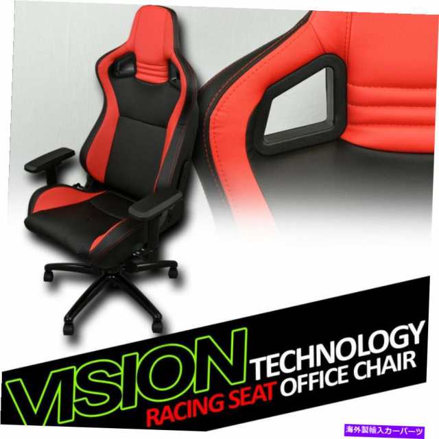 バケットシート ブラック/レッドレッドステッチPVCレザーMUレーシングバケットシートゲームオフィスチェアVL28 Black/Red Red Stの通販は