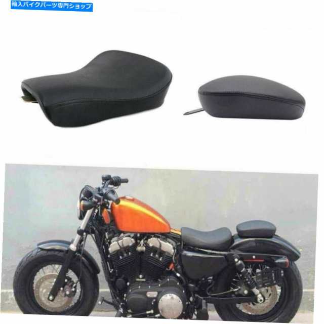 シート Harley Sportster XL 883 1200 48用ブラックドライバー+リアの旅客レザーシート Black Driver + Rear Passenger Leather の通販は