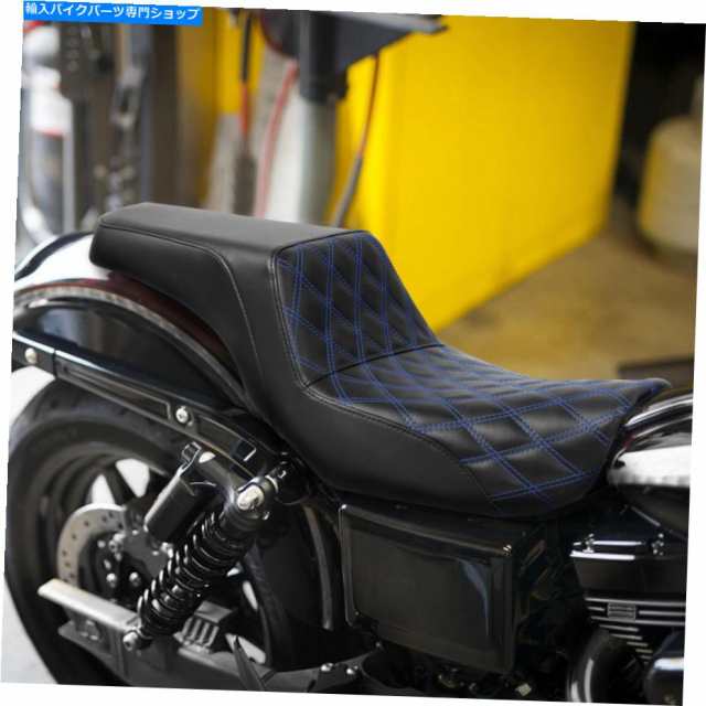 シート ブラックブルードライバー＆旅客シートフィットハーレーダイナローライダー脂肪ボブ06-17 Black Blue Driver & Passengerの通販は