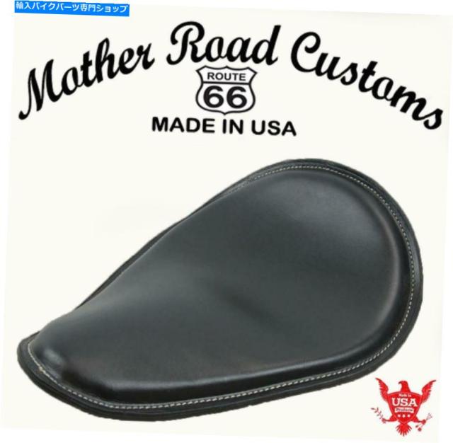 シート スプリングシートハーリースポーツスター11x14 "スムーズブラックレザーホワイトステッチ Spring Seat Harley Sportster の通販は