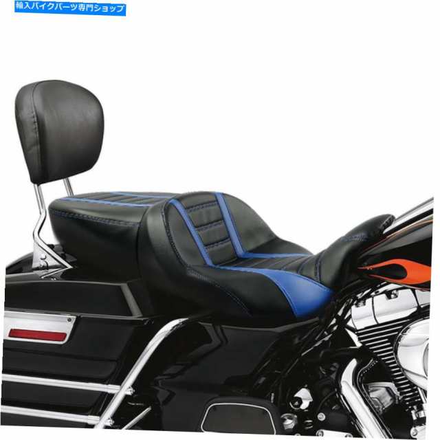 シート ハーレーツーリングロードグライドFltrx 09-後のブラックブルードライバーの助手席 Black Blue Driver Passenger Seat Foの通販は