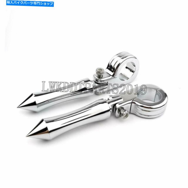 フットペグ クロームスパイクオートバイ1.5 "エンジンガードハイウェイバーPEGSフットペグマウントクランプ Chrome Spike Motorcの通販は