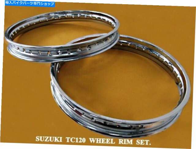 ホイール 鈴木TC100L Blazer 1974 Front＆Rar Chrome Wheel Rim Set 2 PCS。 [MI3586] SUZUKI TC100L BLAZER 1974 FRONT & REAR の通販は