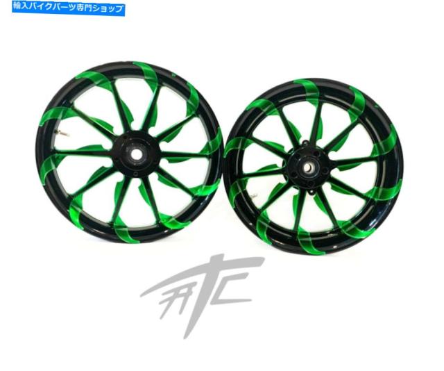 ホイール GSXR 360ファットタイヤブラックアンドグリーン竜巻ホイール09-20 GSXR 1000 GSXR 360 FAT TIRE BLACK AND GREEN TORNAの通販は
