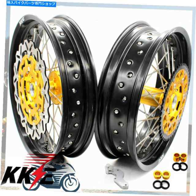 ホイール KKE 17 "Supermoto Wheels Rims RMZ250 RMZ450 2007-2020 Rotors Gold Hub用 KKE 17" Supermoto Wheels Rims Set For Rの通販は 252,120円