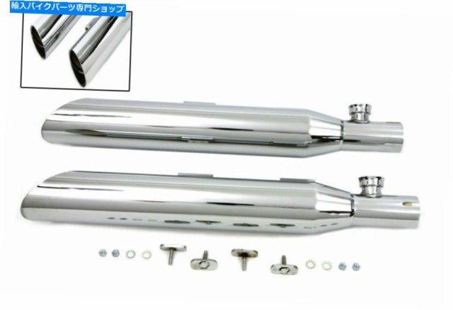 マフラー Harley DavidsonのマフラーセットのクロムFXSTスリップV-Twin Chrome FXST Slip On Muffler Set for Harley Davidson bの通販は