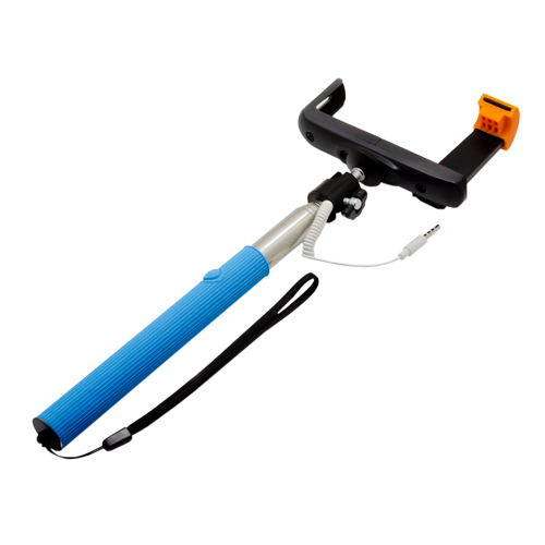 【5個セット】 ミヨシ 手元シャッターボタン搭載自撮りスティック ブルー JB-01R/BLX5の通販は