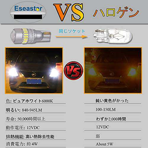 Eseastar T10 Led バルブ 車用 ポジション 爆光 ホワイト ナンバー灯 ルームランプ 明るい 新型4014smd ハイパワーチップ 194 168 の通販はau Pay マーケット Enlarge