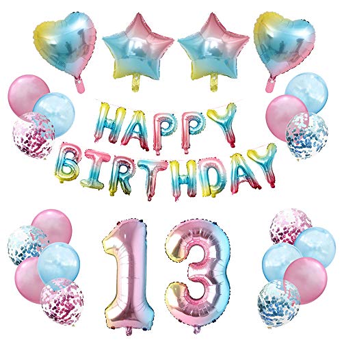 送料無料anglam 35枚 13歳 数字誕生日風船 飾り 80cm 13 数字バルーン 組み合わせ Happy Birthday バナー 紙吹雪風船 星の風船 の通販はau Pay マーケット セイント