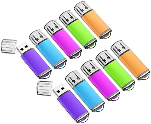KOOTION USBメモリ 1GB 10個セット USB2.0 USBキャップ式 フラッシュドメモリ ストラップホール付き ラッシュドライブ（1GB)（五色：青、紫、緑、赤、オレンジ）の通販は
