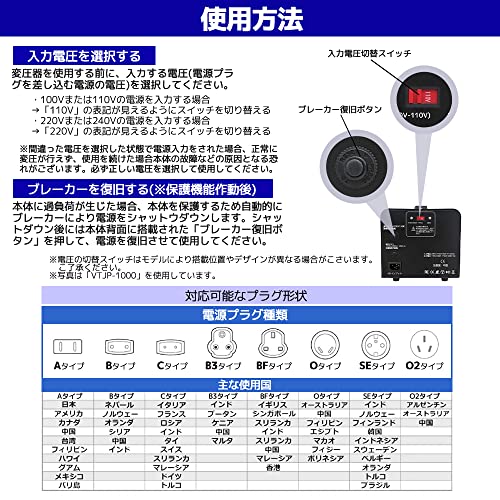 LVYUAN（リョクエン） 2000W 海外国内両用型変圧器 アップ