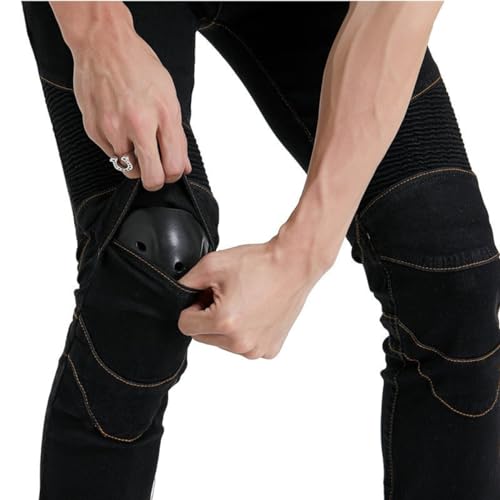 【新品】 ライダーパンツ プロテクター付 デニム ブラック XLサイズ 転倒防護 | [RENHE] バイク用パンツ メンズ ライディングパンツ