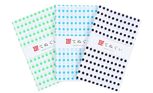彩（irodori） 小紋手ぬぐい 豆絞りBセット 切りっぱなし 3枚組 33*90cm