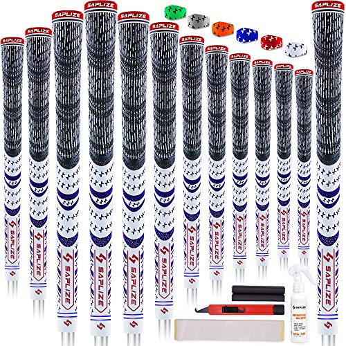 【13本セット・溶液交換キット】SAPLIZE ゴルフグリップ ハーフコード・ラバー 多色 ミッドサイズ・スタンダード 滑り止め 溶液・テープ・カッター・ラバークランプ・マニュアルの通販は