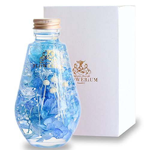 [フラワリウム] フラワーギフト 誕生日プレゼント 贈り物 女性 ホワイトデー 母の日 ハーバリウム ドロップボトル ライトブルー