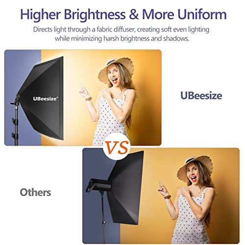 UBeesize ソフトボックス 写真照明キット 70cmｘ50cm 連続照明キット 40W E27ソケット 6500K 電球2個付き プロフェッショナルフォトスタ