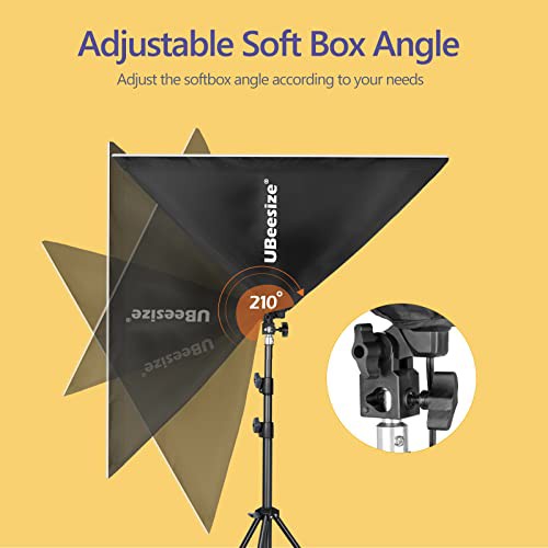 UBeesize ソフトボックス 写真照明キット 70cmｘ50cm 連続照明キット 40W E27ソケット 6500K 電球2個付き プロフェッショナルフォトスタ