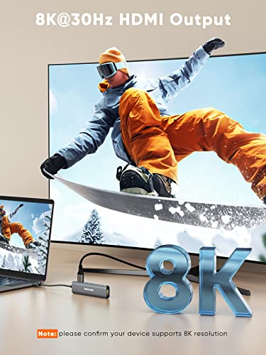 USB C ハブ 8K HDMI,CableCreation 6-in-1 Type-c LAN HDMIポート 1Gbpsイーサネットポート 100W PD充電 USB3.0 iPhone15,iPhone15Pro Max,MacBook Air Pro iPad | USB C ハブ 8K HDMI,CableCreation 6-in-1 Type-c LAN HDMI