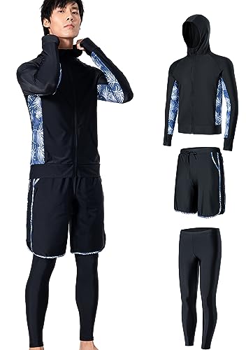 [NARANNBU] ナランブ メンズ 水着 ラッシュガード３点セット 長袖 パーカ*レギンス*海水パンツ 「冷感・吸汗速乾・水陸両用」着痩せ 大きいサイズ UPF50*/ UVカットの通販は 5,261円