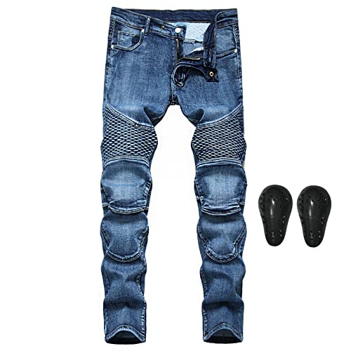 [LOKIPONG] メンズバイク用パンツ デニムジーンズ 膝プロテクター付き メンズジーンズ ストレート ライダースパンツ ライディングパンツ バイクズボン スキニー ロングパンツ 春夏秋冬 チノパの通販は 5,102円