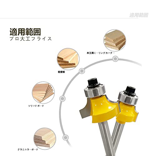 CSOOM ギンナン面ビット 4本セット、6mmシャンク、超硬トリマー