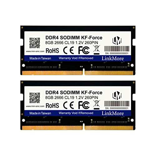 LinkMore DDR4 8GBx2枚組 (16GB) 2666Mhz ノートPC用メモリ (CL19/1.2V/260Pin)の通販は