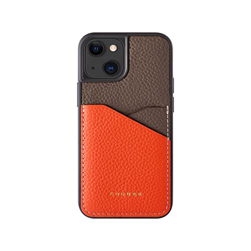 COGURE コグレ iPhone13 ケース 本革 シュリンクカーフレザー カード入れ シンプル おしゃれ ギフトボックス付き COPC2 エトープ*オレンジの通販は 6,003円