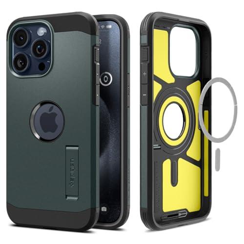 Spigen iPhone15Pro ケース MagSafe 耐衝撃 スタンド付き 米軍MIL規格取得 マグネット搭載 3層構造 カメラ保護 傷防止 衝撃吸収 ワイヤレス充電対応 タフ・アーマー マグフィット ACS06735 (アビス・グ その他バッテリー・充電器