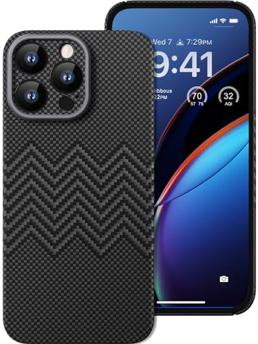 iPhone 15 Pro アラミド繊維ケース　ブラック MagSafe対応 iPhone 14 Pro ケース 薄型 アラミド繊維ケース 0.5mm 極薄 耐衝撃