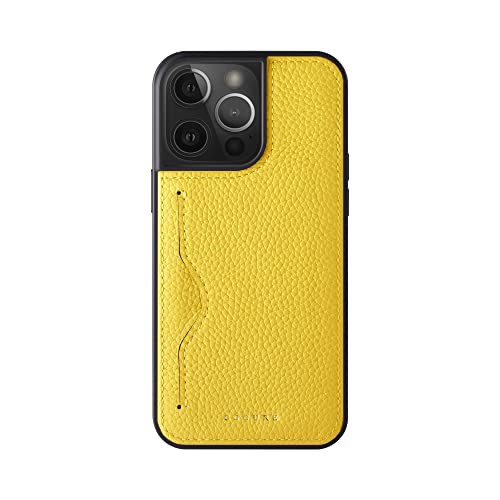COGURE コグレ iPhone15ProMax ケース 本革 シュリンクカーフレザー カード入れ シンプル おしゃれ ギフトボックス付き COPC1 イエロー【Yellow】