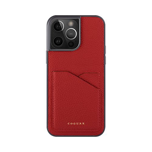 COGURE コグレ iPhone15ProMax ケース 本革 シュリンクカーフレザー カード入れ シンプル おしゃれ ギフトボックス付き COPC2 レッドの通販は