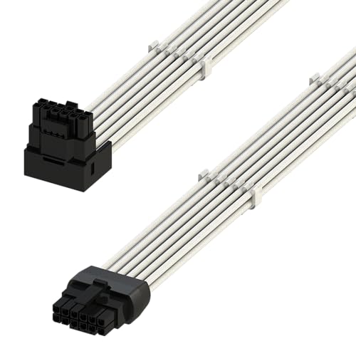 LINKUP - AVA Right Angle 600W PCIE 5.0 16Pin (12*4) High Current Power Cable * 成形、はんだ付き、スリーブタイプ16AWG * RTX4000およびRTX3000 FEに対応 * 70cm ホワイト 電源