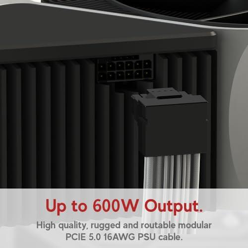LINKUP - AVA Right Angle 600W PCIE 5.0 16Pin (12*4) High Current Power Cable * 成形、はんだ付き、スリーブタイプ16AWG * RTX4000およびRTX3000 FEに対応 * 70cm ホワイト 電源