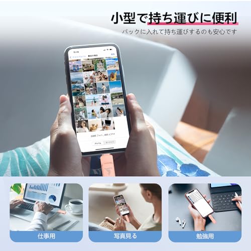 【2024年新登場】４in1 iPhone対応 USBメモリ 128GB iPad対応 usbメモリー USB3.0 高速 データ バックアップ iOS/USB/Type-C/Micro USB搭載 外付け usb 写真保存 Phone/iPad/PC/Android/Mac対応 回転式 ピンク Phone 15 Pro /1